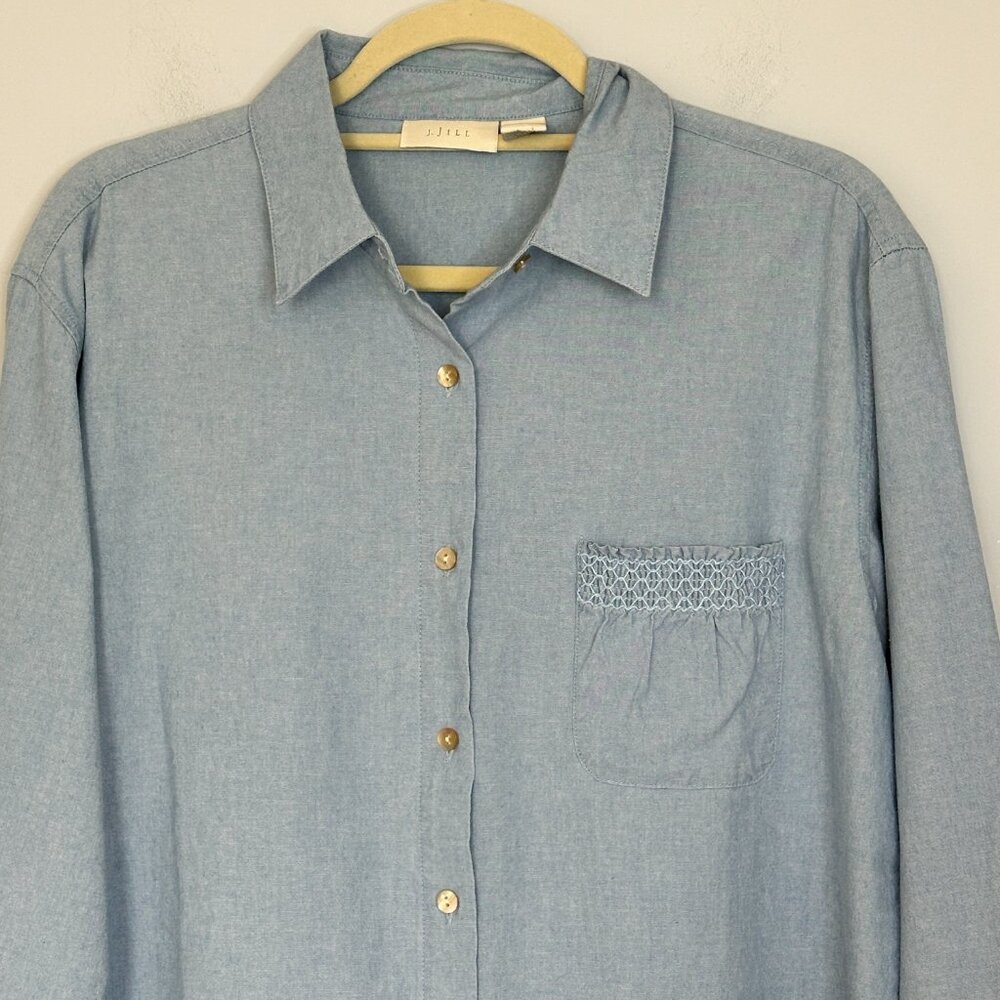 J. Jill Chambray Button Down Size Small Pocket 10… - image 2